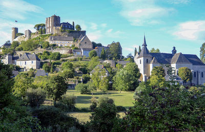 Plants growing outside building against sky