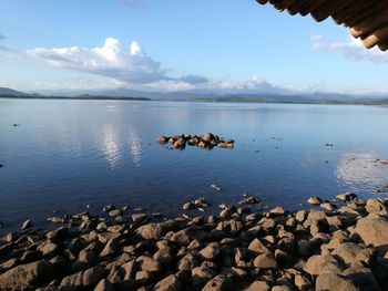Scenic view of lake against sky