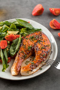 Close-up of food in plate on table