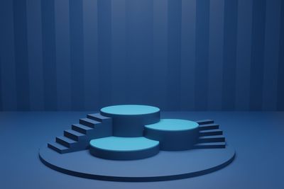 Stack of blue table against white background