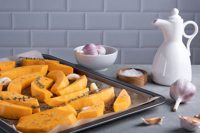 Close-up of food on table