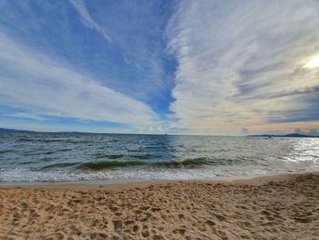 Scenic view of beach against sky