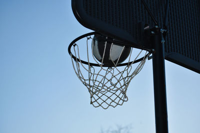 Low angle view of basketball hoop against sky