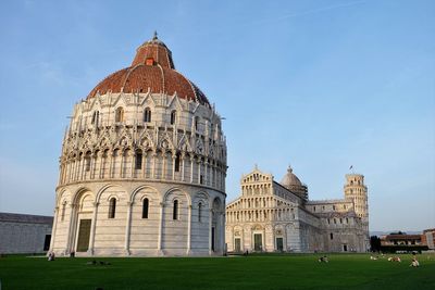 Pisa cathedral against clear sky