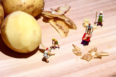 High angle view of toys on table