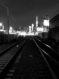 Railroad track at night