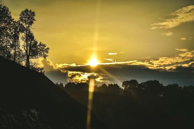 Silhouette trees against sky during sunset