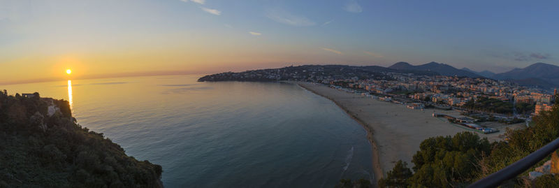 Panoramic view of sea against sky during sunset