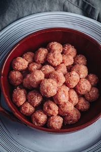 High angle view of fruits in container