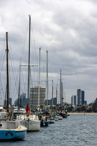 Portrait cityscape shot of sailboats at st kilda, melbourne, victoria