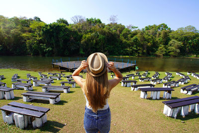 Beautiful girl in goiania park, goias, brazil