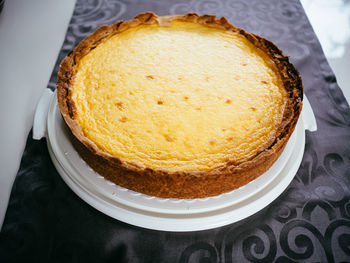 High angle view of cake in plate