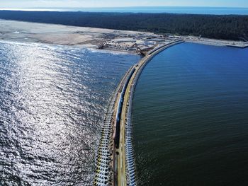 Aerial view of a ditch of the vistula spit