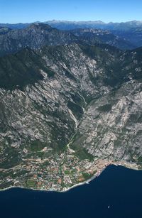 High angle view of valley against sky