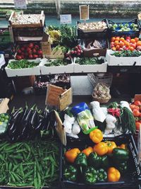 Variety of food for sale at market stall