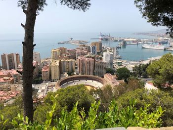 Panoramic view of river and buildings in city against sky