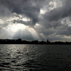 Scenic view of sea against cloudy sky