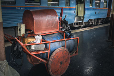 Abandoned train at railroad station