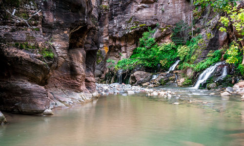 Scenic view of waterfall