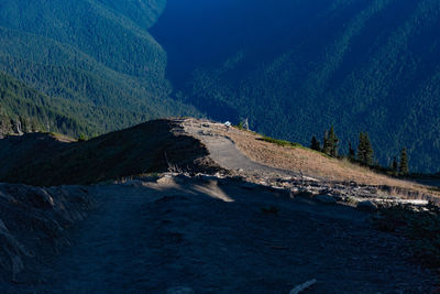 Scenic view of waterfall against sky