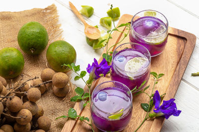 High angle view of fruits on table