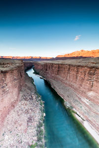 Scenic view of river against blue sky