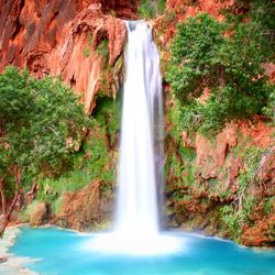 Scenic view of waterfall