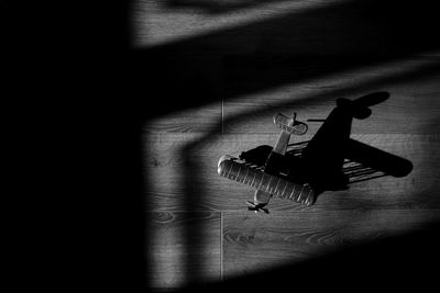 High angle view of toy on table at home