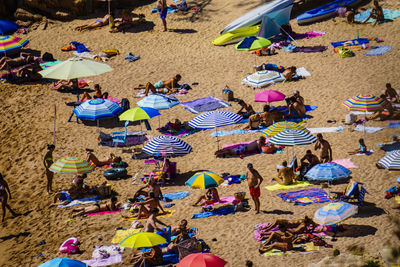 High angle view of people on beach