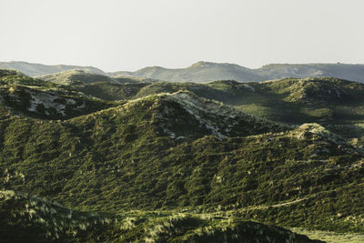 Scenic view of mountains against clear sky