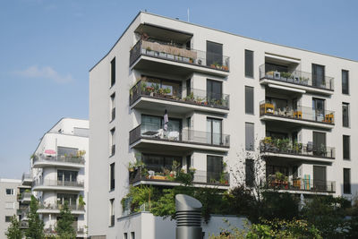 Low angle view of residential building against sky