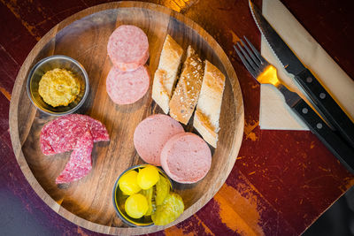 High angle view of food on table