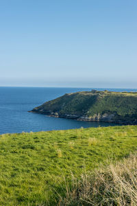 Scenic view of sea against clear sky