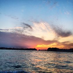 Scenic view of sea at sunset