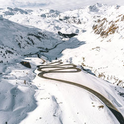 Aerial view of snow covered mountain