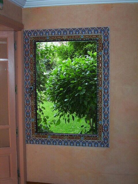 window, indoors, green color, glass - material, house, transparent, growth, built structure, architecture, plant, tree, no people, day, green, nature, water, reflection, home interior, building exterior, geometric shape