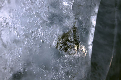 Close-up of frozen water