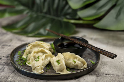 Close-up of food on table