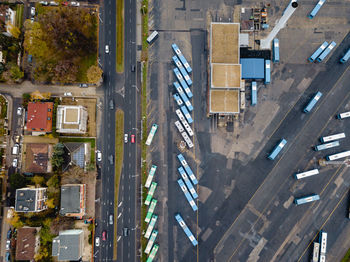 High angle view of street amidst buildings in city