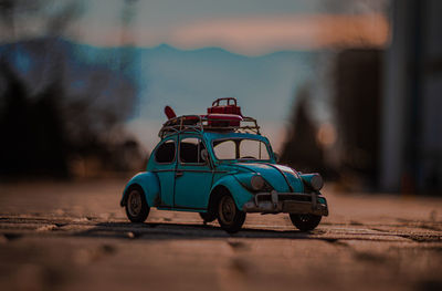 Close-up of toy car on table