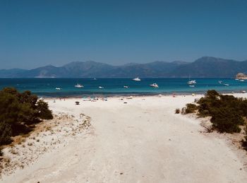 Scenic view of sea against clear sky