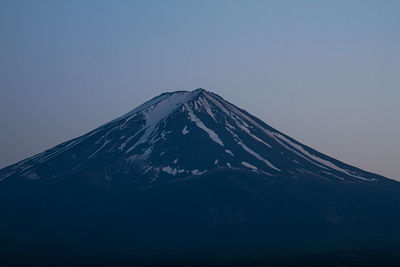 Scenic view of snowcapped mountain against clear sky