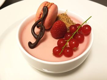 Close-up of strawberries in plate