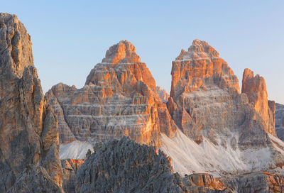 Scenic view of rock formations against clear sky