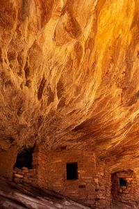Low angle view of buildings on mountain