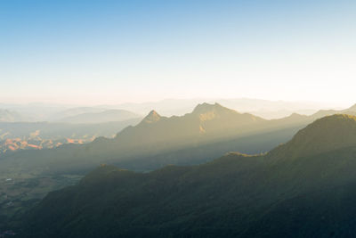 Scenic view of mountains against clear sky