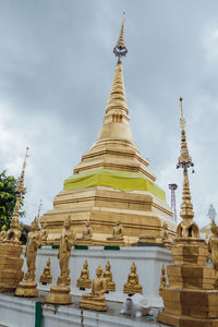 Low angle view of temple building against sky
