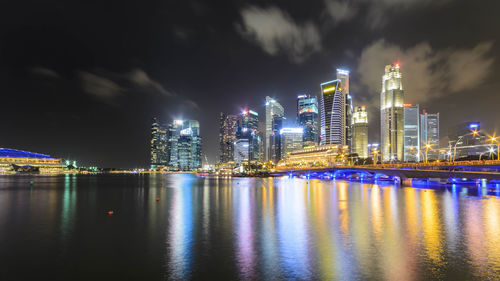 Illuminated city lit up at night