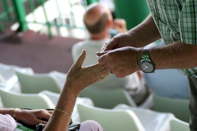 Close-up of hands working