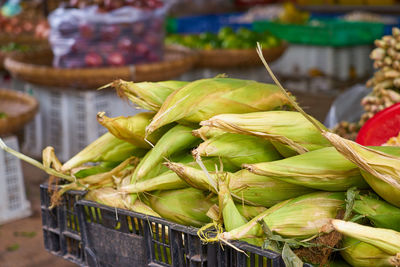 Close-up of vegetables for sale at market stall